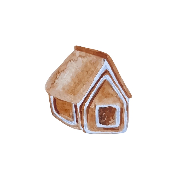 Watercolor christmas gingerbread house on the transparent background