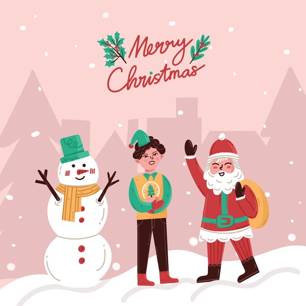 Vector watercolor christmas greeting square