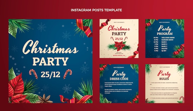 Watercolor christmas instagram posts collection