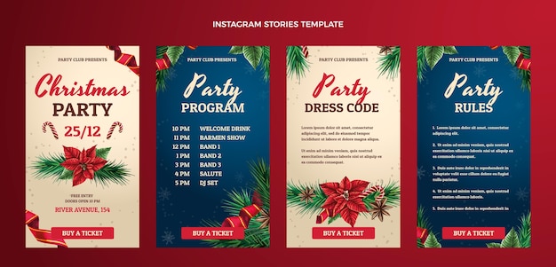 Vector watercolor christmas instagram stories collection