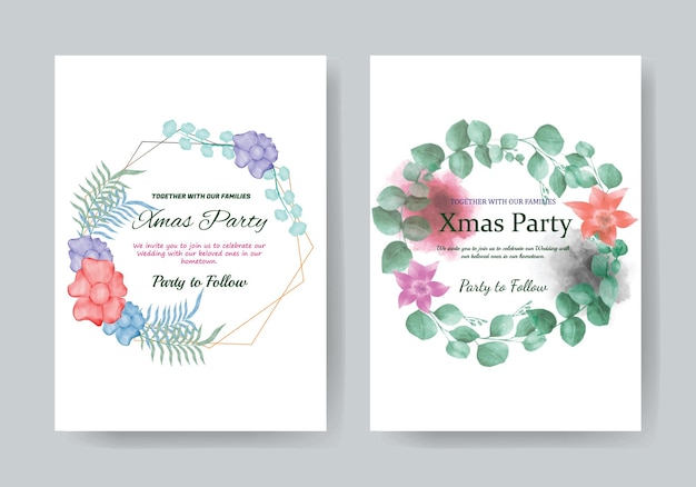 Watercolor christmas invitation template