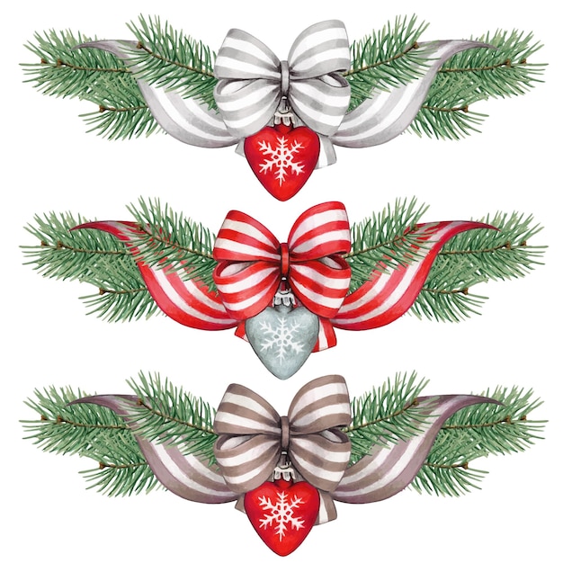 Watercolor christmas line divider decoration