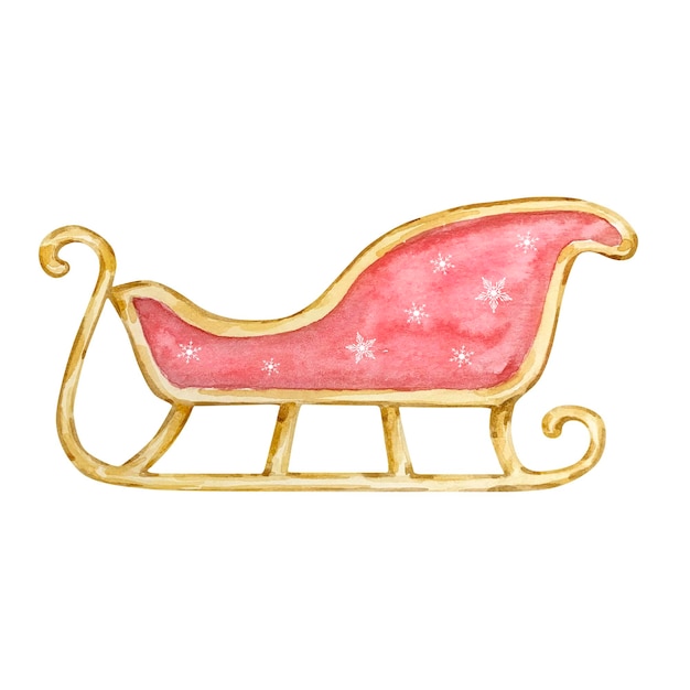 수채화 크리스마스 호두까기 인형 썰매