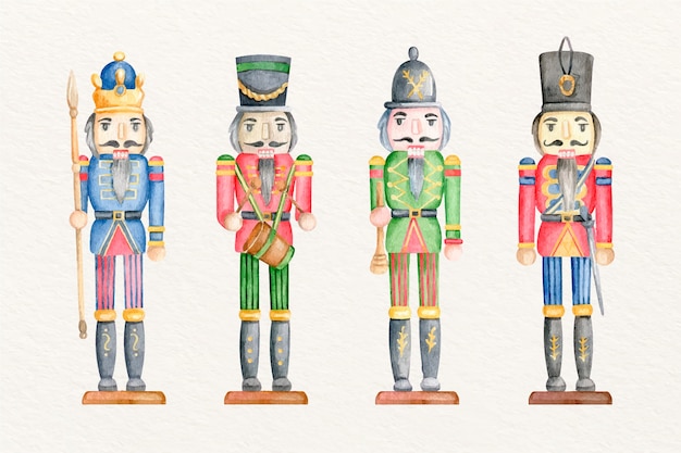 Watercolor christmas nutcrackers collection