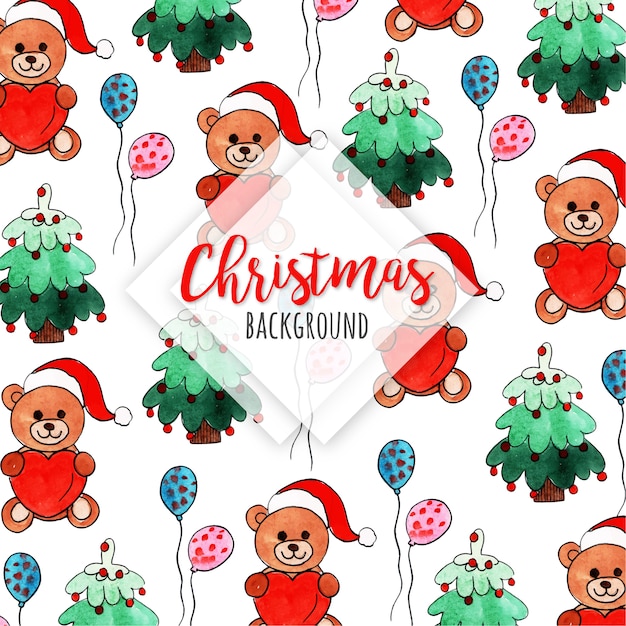 Watercolor christmas pattern background