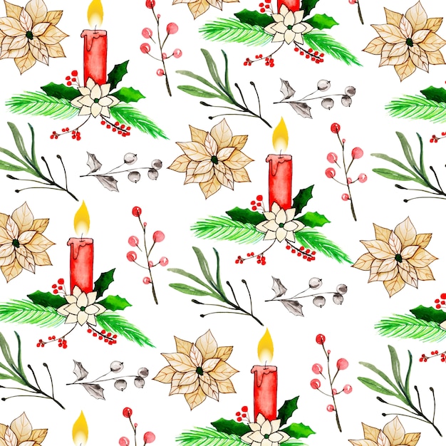 Watercolor christmas pattern background