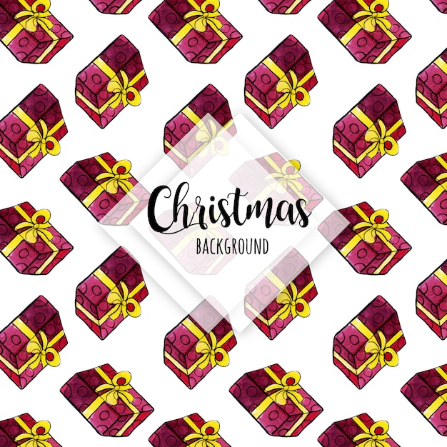 Watercolor christmas pattern background