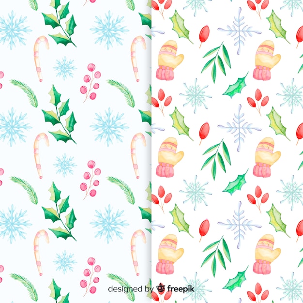 Watercolor christmas pattern collection