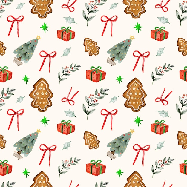 Vector watercolor christmas pattern design