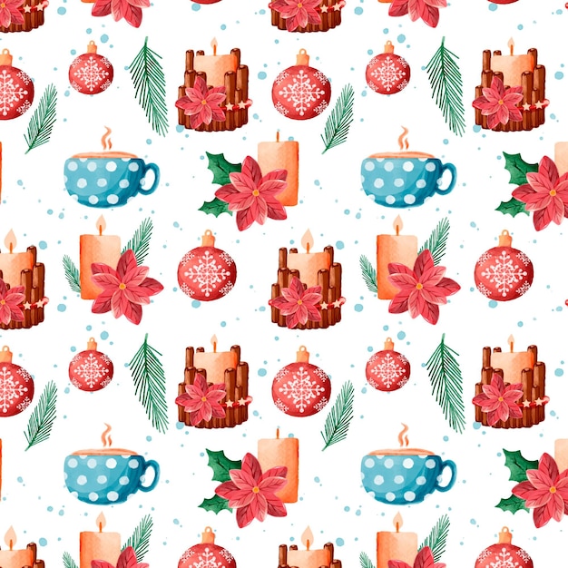 Vector watercolor christmas pattern design