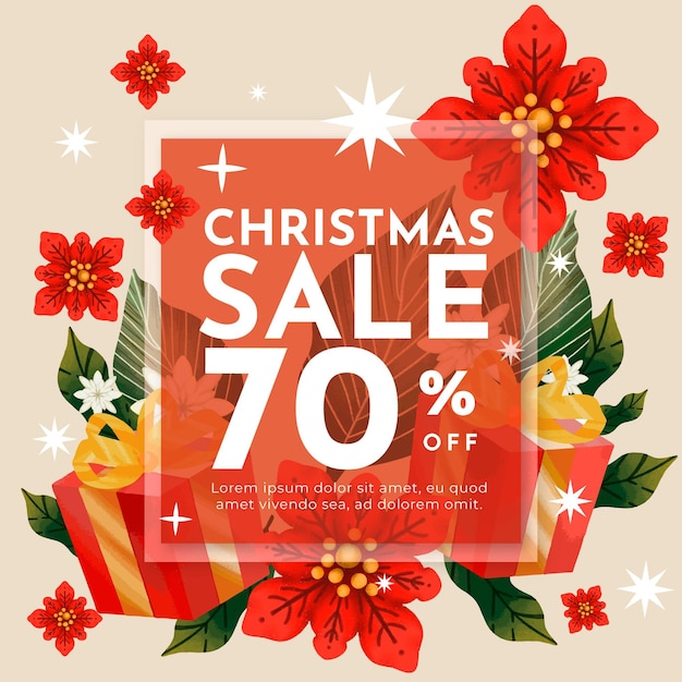 Watercolor christmas sale banner