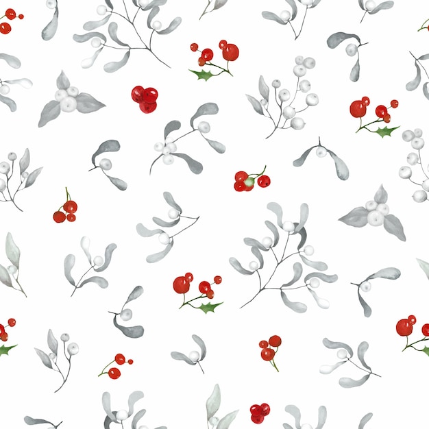 Watercolor Christmas seamless pattern Hand drawn illustration isolated on white background
