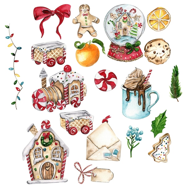 Acquerello natale set clipart