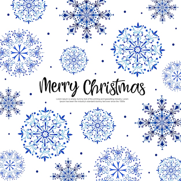 Watercolor christmas snowflakes background