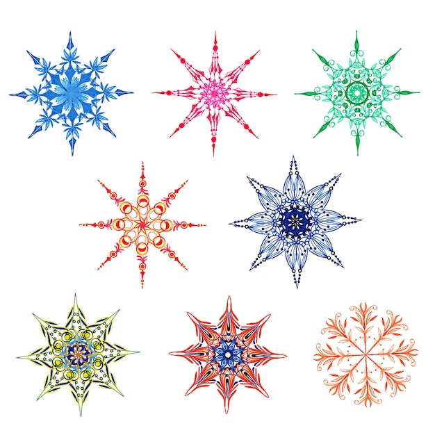 Watercolor Christmas Snowflakes Collection