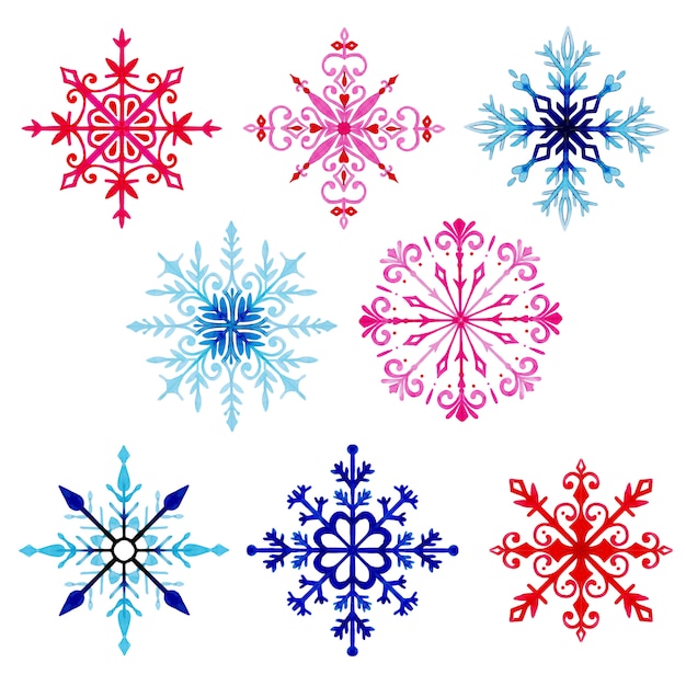 Watercolor Christmas Snowflakes Collection