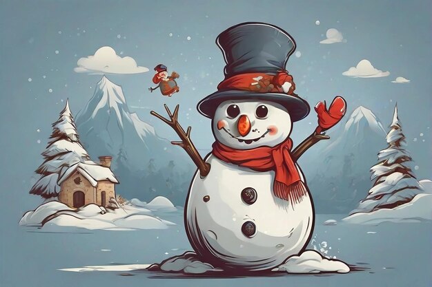 Vector watercolor christmas snowman clipart collection for charming holiday designs