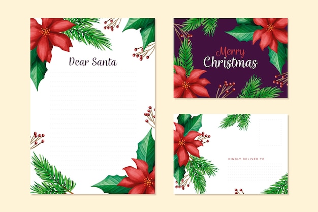 Vector watercolor christmas stationery template