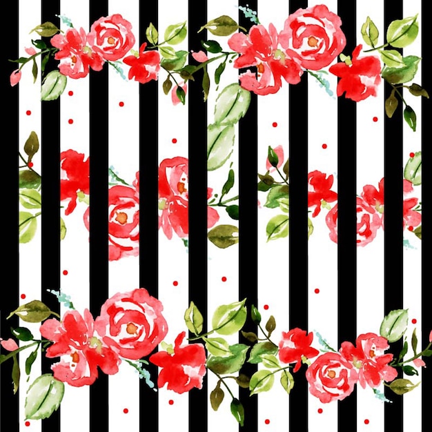 Vector watercolor christmas stripe floral background