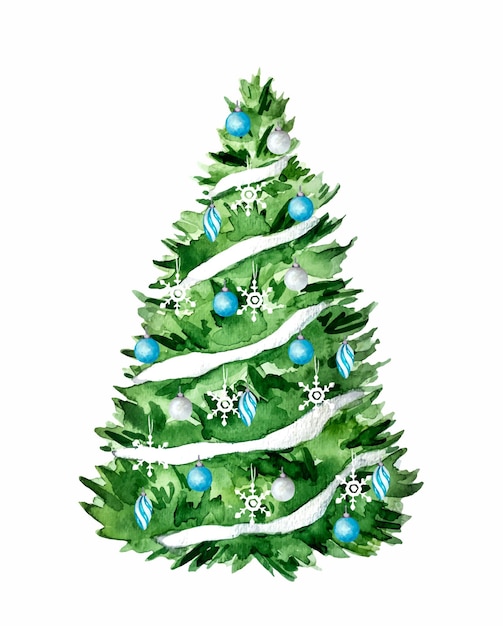 Vector watercolor christmas tree free vector