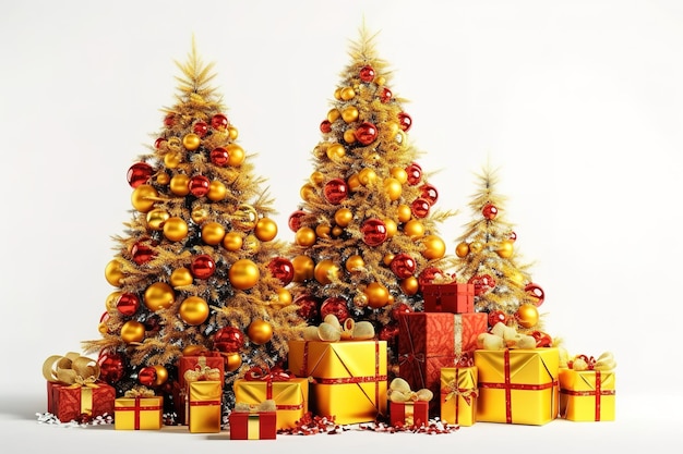 수채화 크리스마스 나무 벡터 반복 테두리 원활한 패턴 손으로 그린 나무 녹색 빨간색