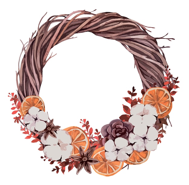 Watercolor Christmas wreath clipart