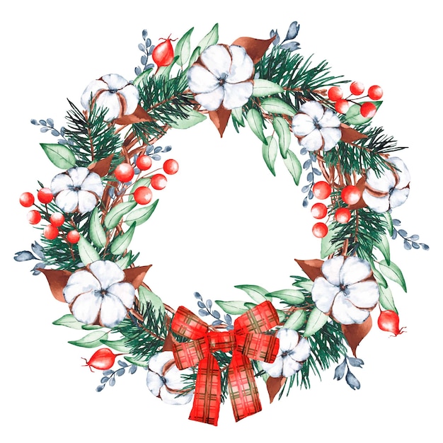 Watercolor christmas wreath concept