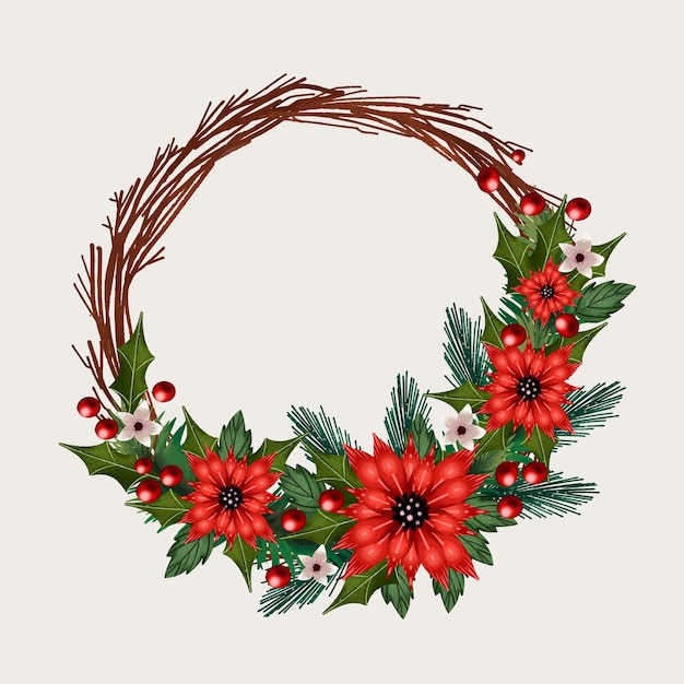 Watercolor christmas wreath template