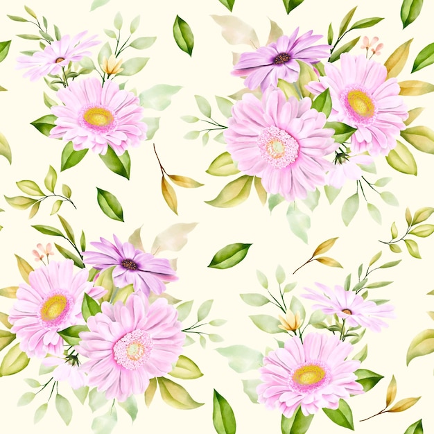 Watercolor chrysanthemum  seamless pattern