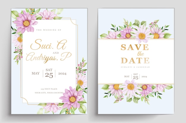 WATERCOLOR CHRYSANTHEMUM WEDDING invitation card set