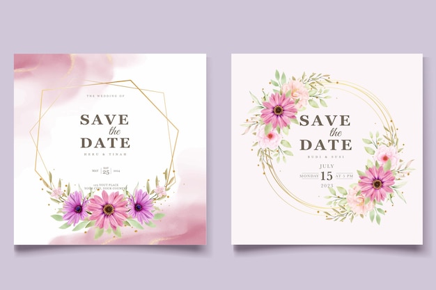 Watercolor chrysanthemum wedding invitation card