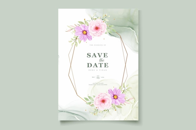 WATERCOLOR CHRYSANTHEMUM WEDDING invitation card