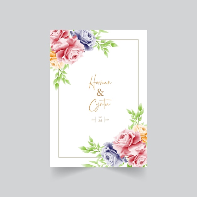 Watercolor chrysanthemum wedding invitation card