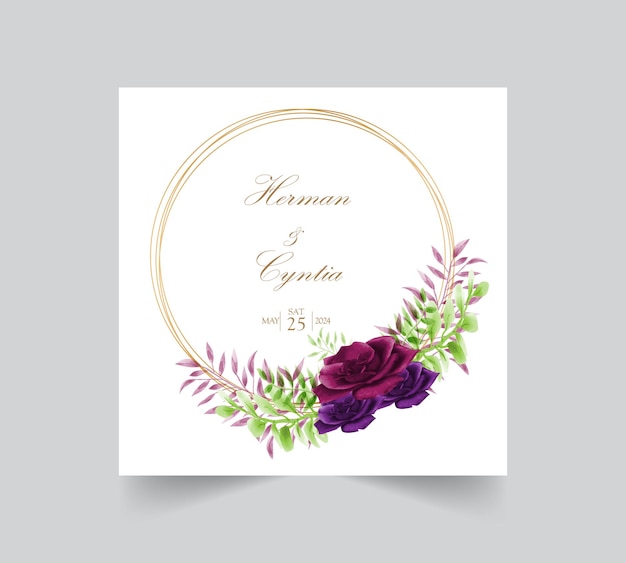 Watercolor chrysanthemum wedding invitation card