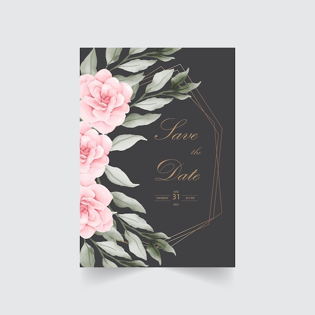 Watercolor chrysanthemum wedding invitation card