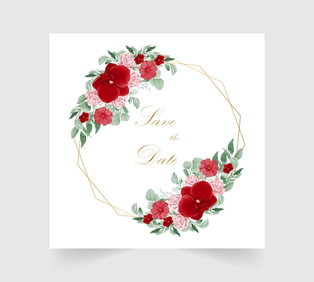Vector watercolor chrysanthemum wedding invitation card