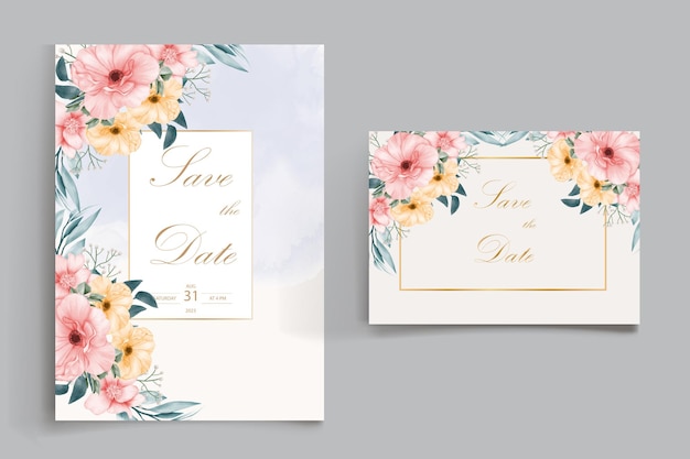 Watercolor chrysanthemum wedding invitation card