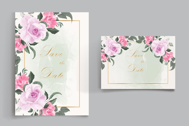 Watercolor chrysanthemum wedding invitation card