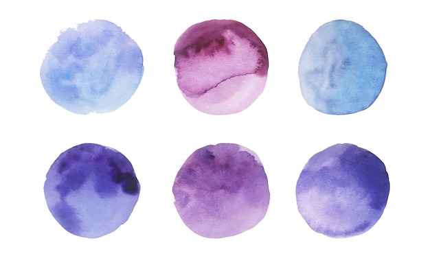 Watercolor circle blue texture Vector watercoluor circle elements for design