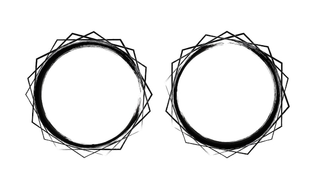Вектор Акварельный круг рамка ручной обращается круглая линия границы векторный набор рисованной рамки