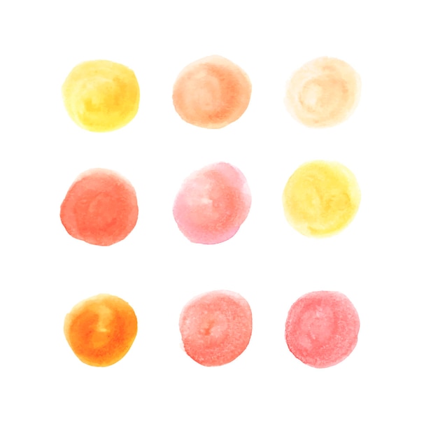 Vector watercolor circles, paint spots on a white background. a palette of pink shades