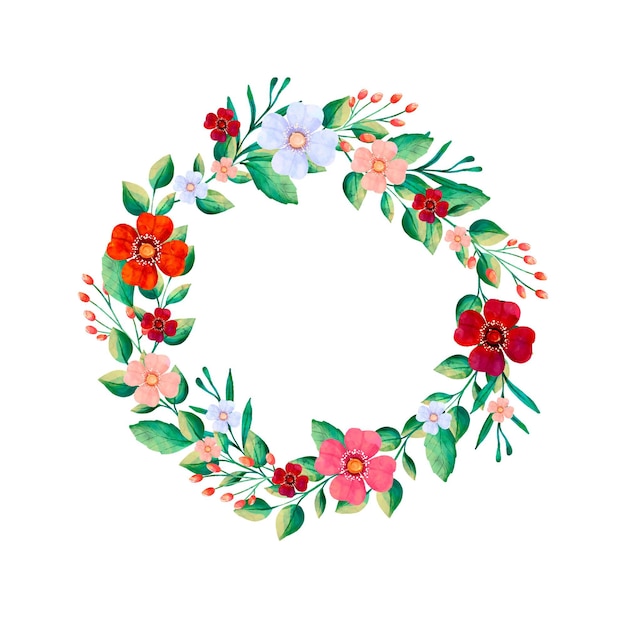 Vector watercolor circular floral frame