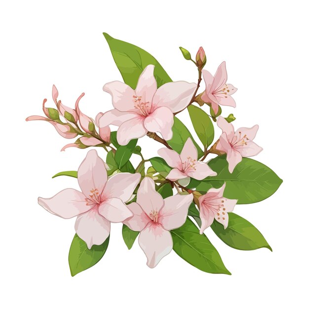 Вектор Акварельный клипарт с редактируемым белым фоном jasmine jaminum polyanthum