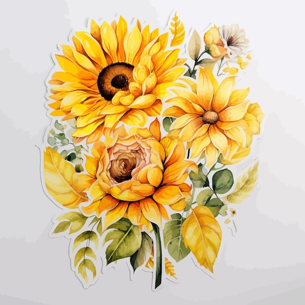 watercolor clipart sunflower