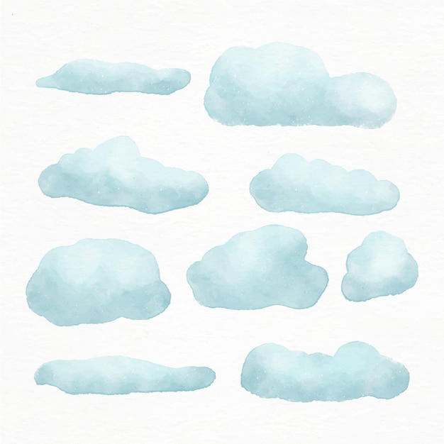 Vector watercolor clouds collection
