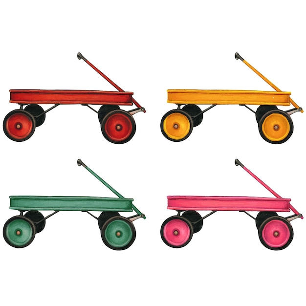 Vector watercolor coaster toy wagon