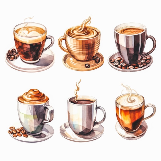 Watercolor Coffee Illustrations Stunning Artwork on White Background