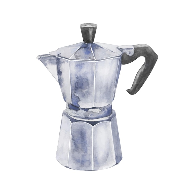 Vector watercolor coffee maker