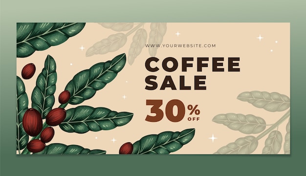 Watercolor coffee plantation sale banner