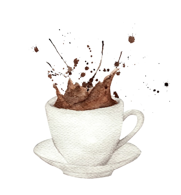 Watercolor coffee Splash From Cup illustration